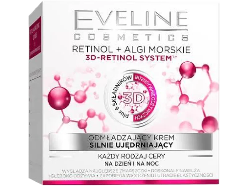 EVELINE Retinol + Algi morskie Odmładzający krem do twarzy silnie ujędrniający, 50 ml