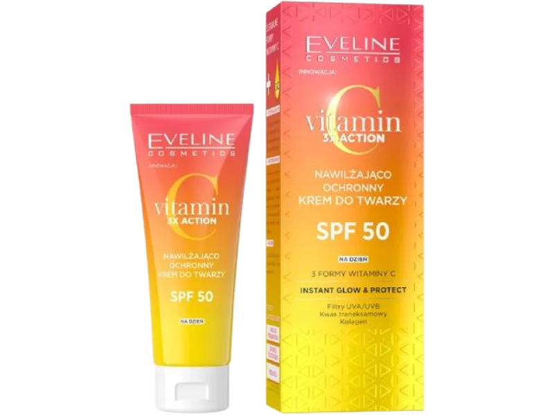 EVELINE Vitamin C 3x Action Nawilżająco-ochronny krem do twarzy SPF50, 30 ml
