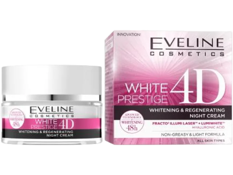EVELINE White Prestige 4D intensywnie wybielający Krem do twarzy na noc, 50 ml