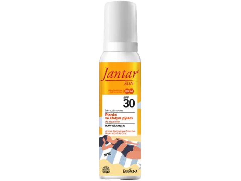 FARMONA JANTAR SUN Bursztynowa pianka ze złotym pyłem do opalania SPF 30, 150 ml