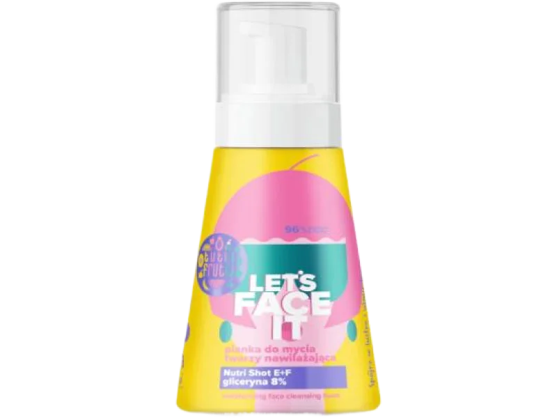 FARMONA TUTTI FRUTTI Let’s Face It Nawilżająca pianka do mycia twarzy z gliceryną 8% + Nutri Shot E+F, 250 ml