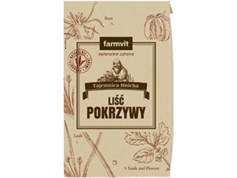 FARMVIT Liść Pokrzywy Herbatka ziołowa, zioła do zaparzania, 100 g