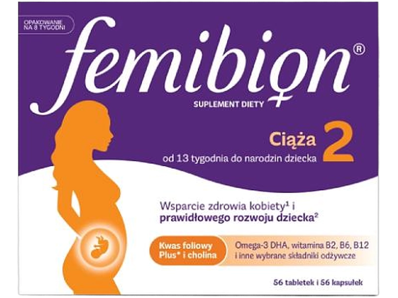 Femibion 2 ciąża, tabletki + kapsułki miękkie, 56 tabl. + kaps.