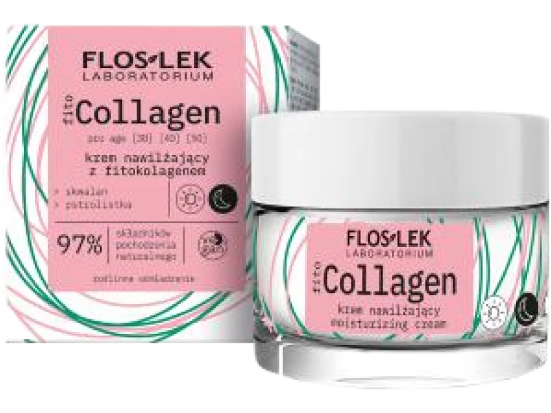 FLOS-LEK Krem nawilżający do twarzy z fitokolagenem na dzień i na noc, 50 ml