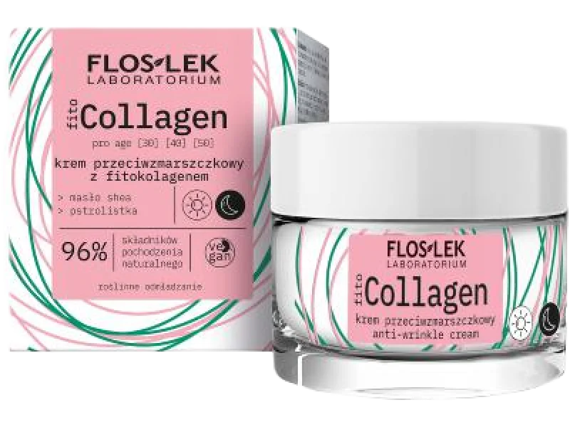 FLOS-LEK Krem przeciwzmarszczkowy do twarzy z fitokolagenem na dzień i na noc, 50 ml