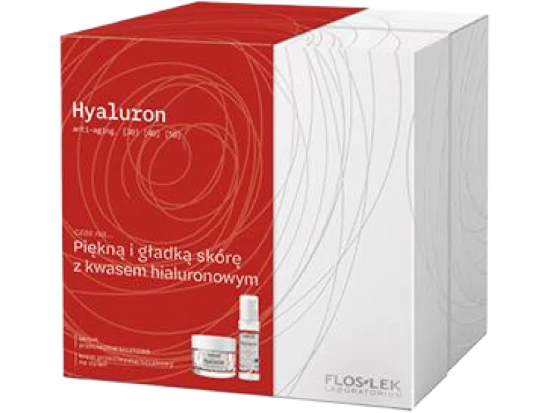Floslek Hyaluron Anti-Aging serum przeciwzmarszczkowe + krem przeciwzmarszczkowy na dzień, zestaw, 30 + 50 szt.