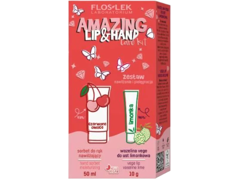 FLOSLEK LIP & HAND CARE zestaw AMAZING Nawilżenie i Pielęgnacja, zestaw terapeutyczny