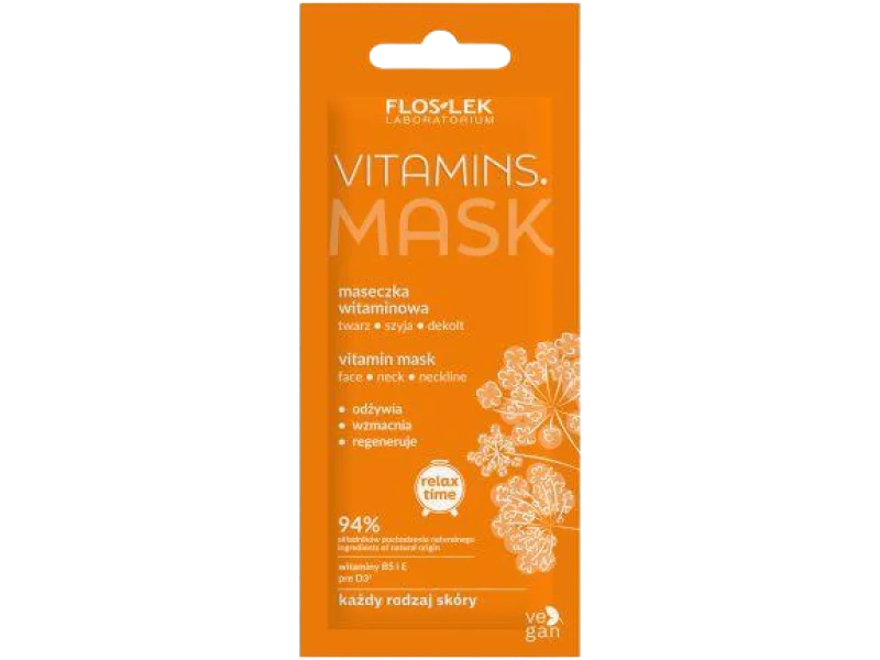 FLOSLEK VITAMINS Maseczka witaminowa twarz, szyja, dekolt, maska, 6 ml