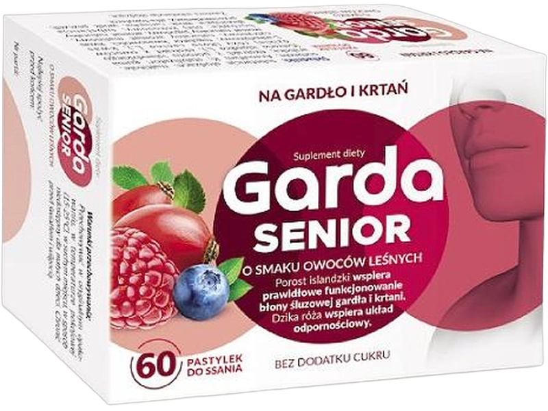 Garda Senior, smak owoców leśnych, pastylki do ssania, 60 szt.