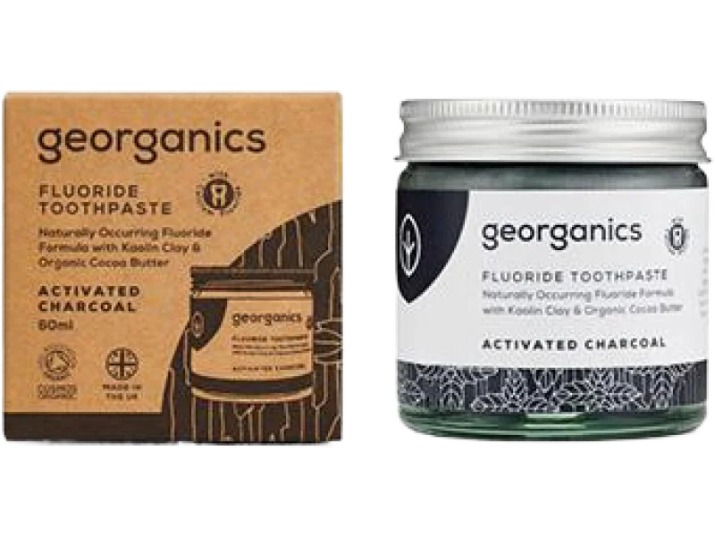 Georganics, organiczna pasta do zębów z fluorem w słoiku, activated charcoal, 60 ml
