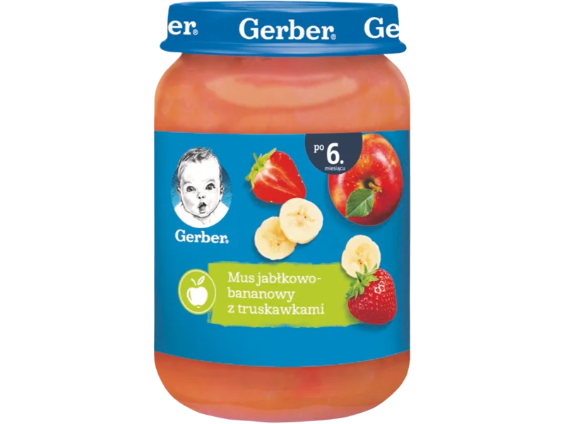 Gerber jabłkowo-bananowy z truskawkami po 6. miesiącu, mus, 190 g