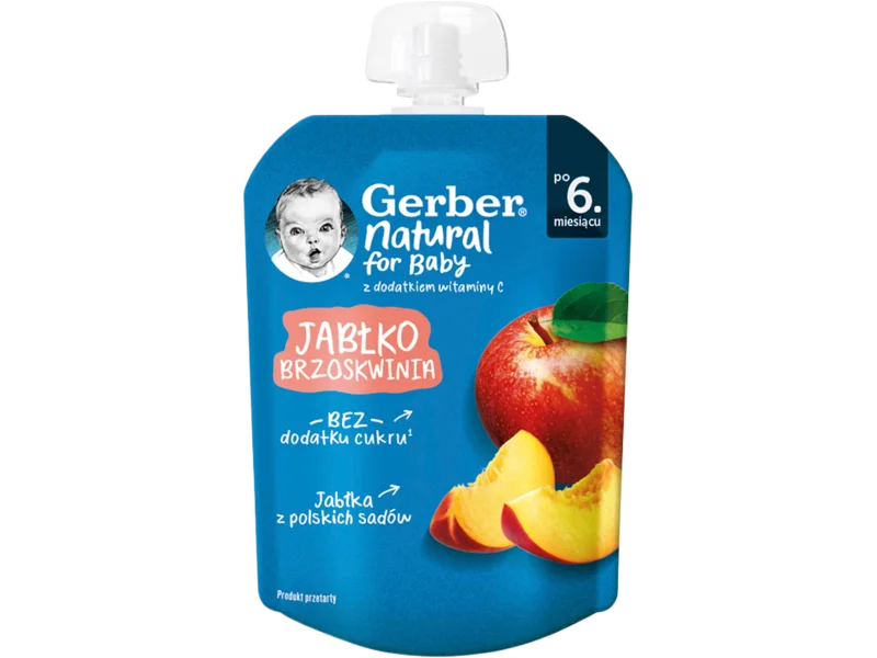 Gerber Natural For Baby deserek jabłko-brzoskwinia po 6. miesiącu, mus, 80 g