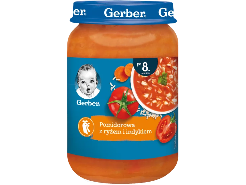 GERBER Zupka pomidorowa z ryżem i indykiem po 8 miesiącu, żywność specjalnego przeznaczenia medycznego, 190 g