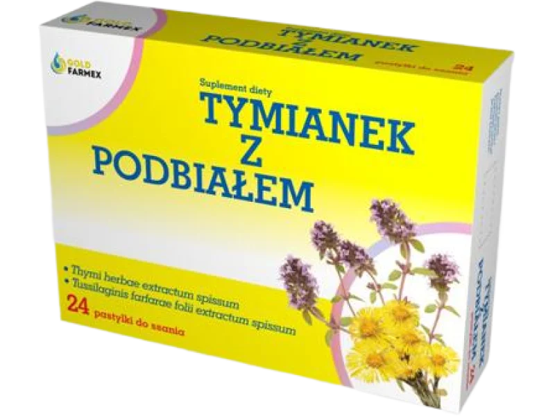 Goldfarmex Tymianek z podbiałem, pastylki do ssania, 24 szt.