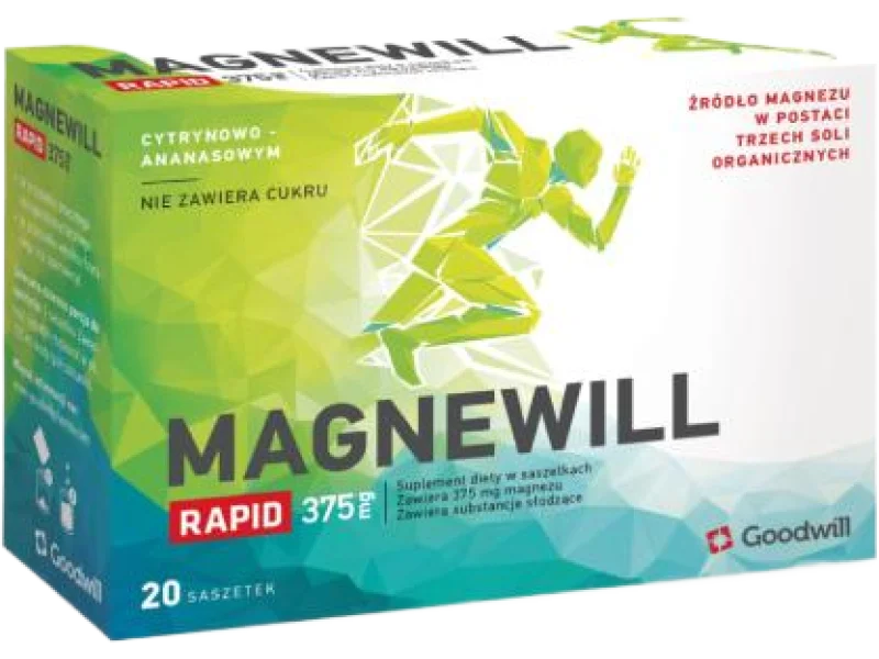 Goodwill MAGNEWILL Rapid cytrynowo – ananasowy, saszetki, 375 mg, 20 sasz.