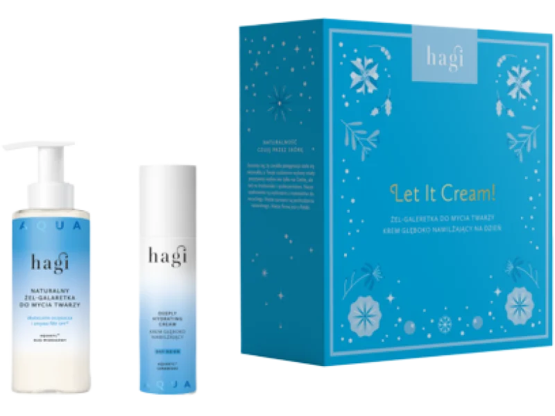HAGI Zestaw Let It Cream Aqua Zone Naturalny żel-galaretka do mycia twarzy + Głęboko nawilżający krem na dzień, żel,krem, 150 + 50 szt.