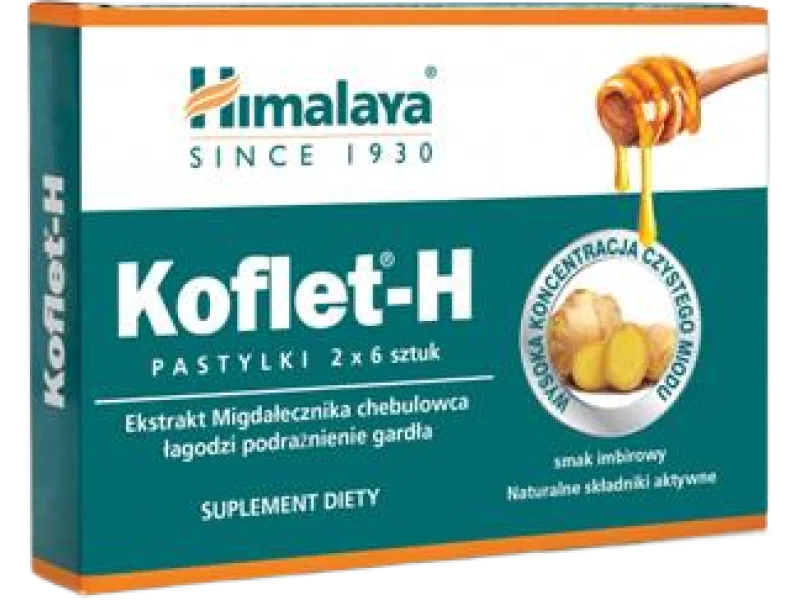 Himalaya Koflet-H, smak imbirowy, pastylki do ssania, 12 szt.