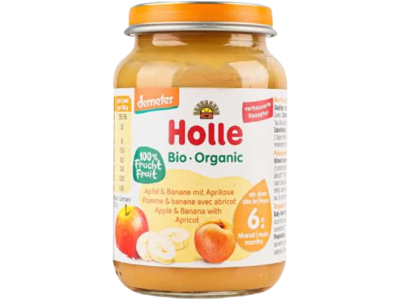 HOLLE Bio Organic Deserek Jabłko-banan-morela, mus, 190 g