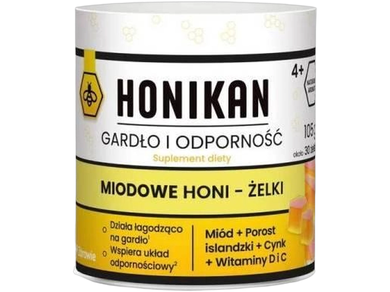 Honikan Gardło i odporność miodowe Honi-żelki, 30 szt.