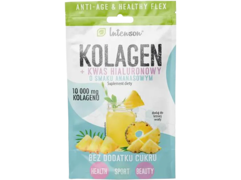 INTENSON Kolagen + kwas hialuronowy o smaku ananasowym, proszek, 11,4 g