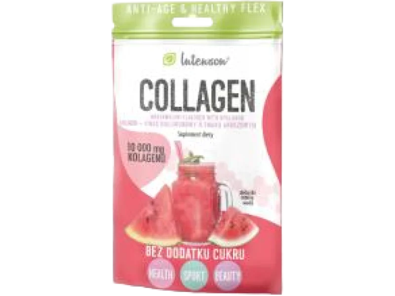 INTENSON Kolagen + kwas hialuronowy + witamina C o smaku arbuzowym, proszek, 10,8 g