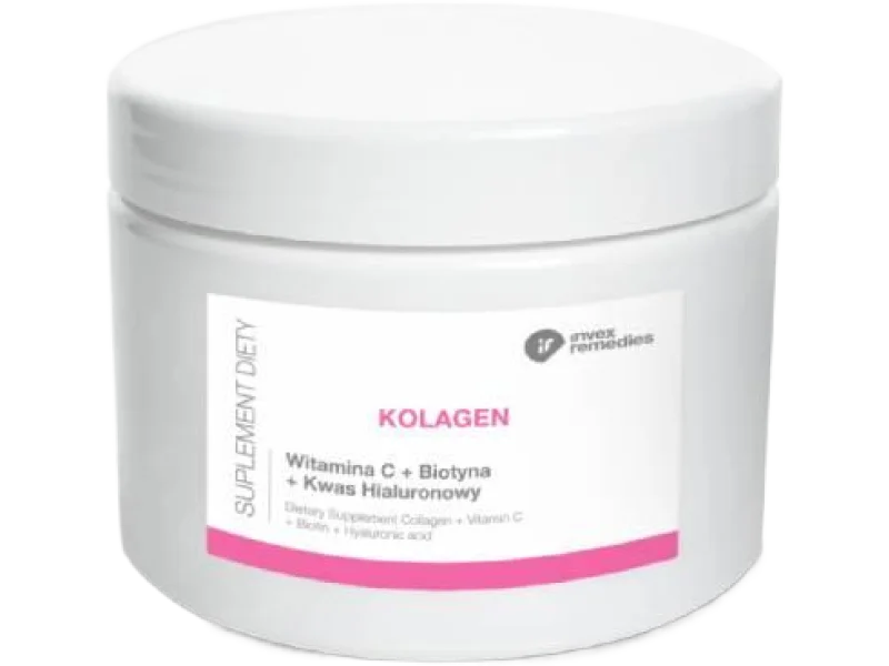 INVEX REMEDIES Kolagen + Witamina C + Biotyna + Kwas Hialuronowy, proszek, 170 g
