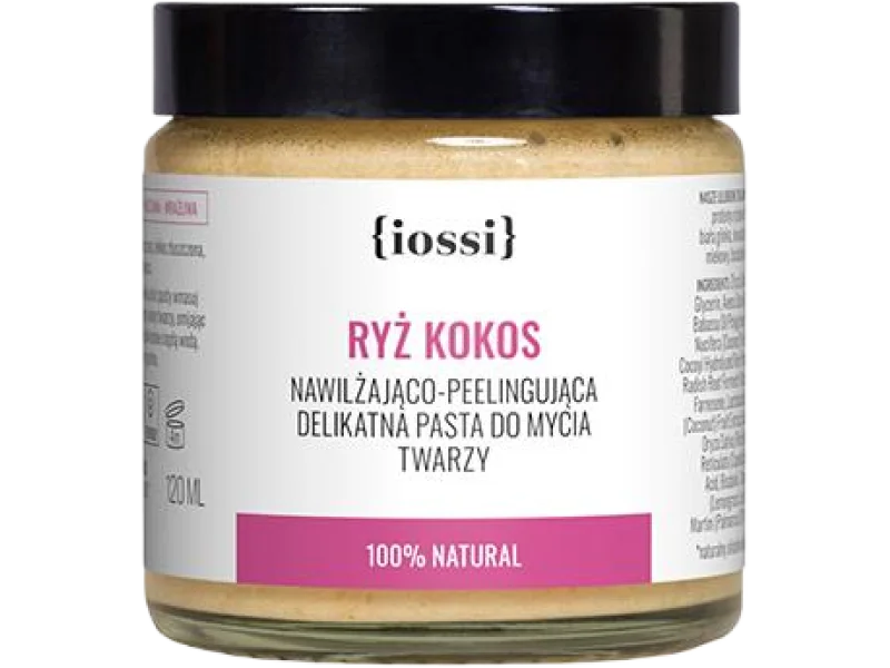 Iossi ryż kokos nawilżająco-pielęgnująca delikatna pasta do mycia twarzy, 120 ml