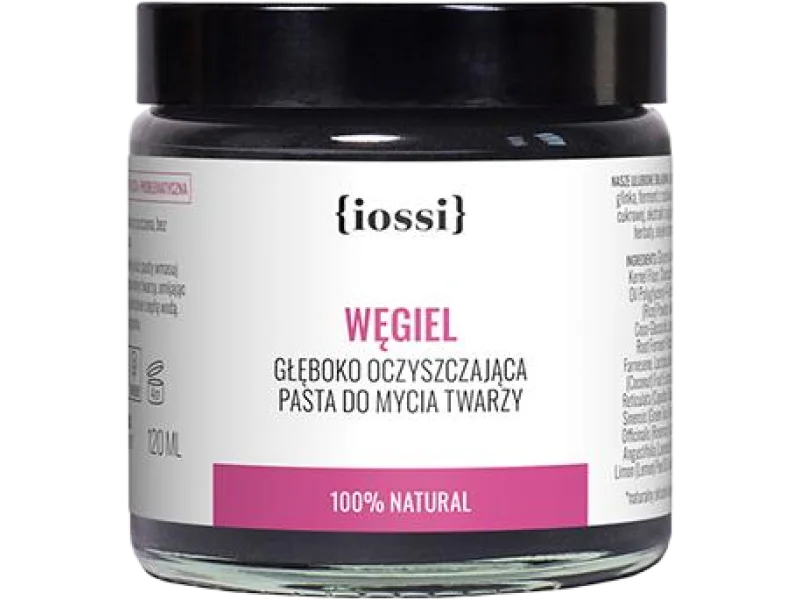 Iossi węgiel głęboko oczyszczająca pasta do mycia twarzy, 120 ml