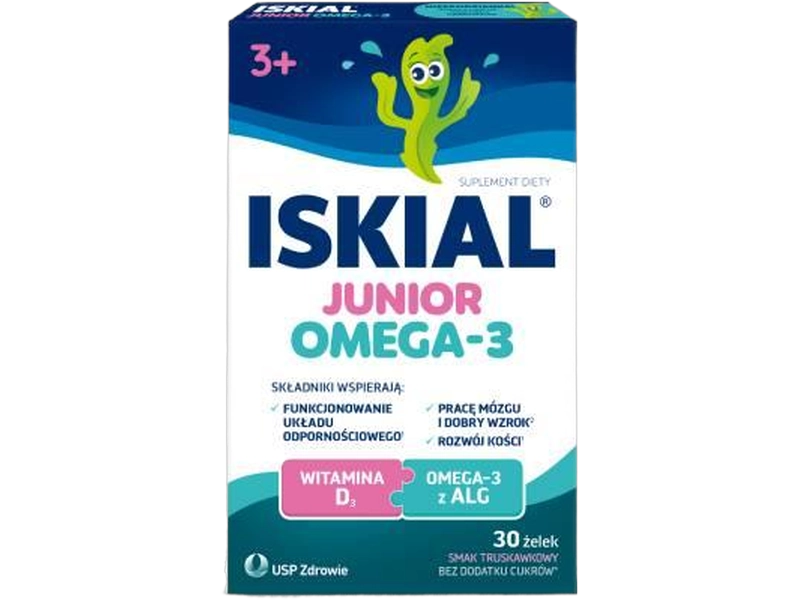 Iskial Junior Omega-3, smak truskawkowy, żelki, 30 szt.