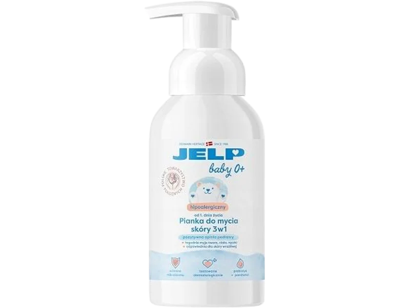 JELP Baby 0+ Hipoalergiczna pianka do mycia skóry 3w1 dla dzieci i niemowląt, 250 ml