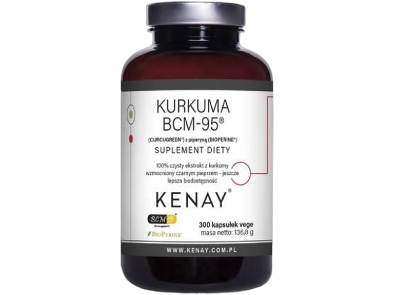 Kenay Kurkuma BCM-95 Curcugreen z piperyną, kapsułki, 300 kaps.