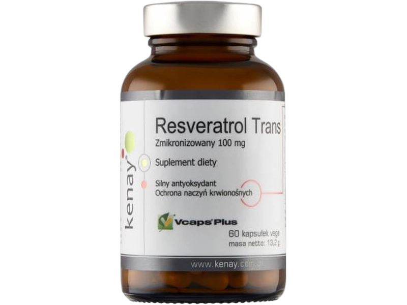 Kenay Resveratrol trans zmikronizowany, kapsułki, 100 mg, 60 kaps.