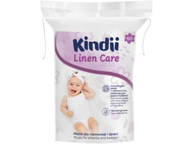 KINDII Linen care płatki kosmetyczne, 50 szt.