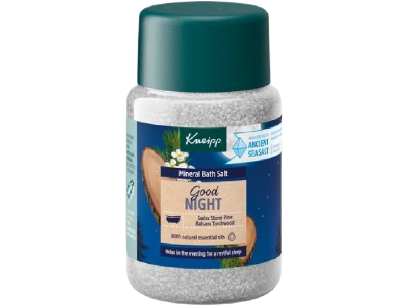 Kneipp Kryształki do kąpieli z soli mineralnej Good Night szwajcarska pinia i amyris, sól lecznicza, 600 g