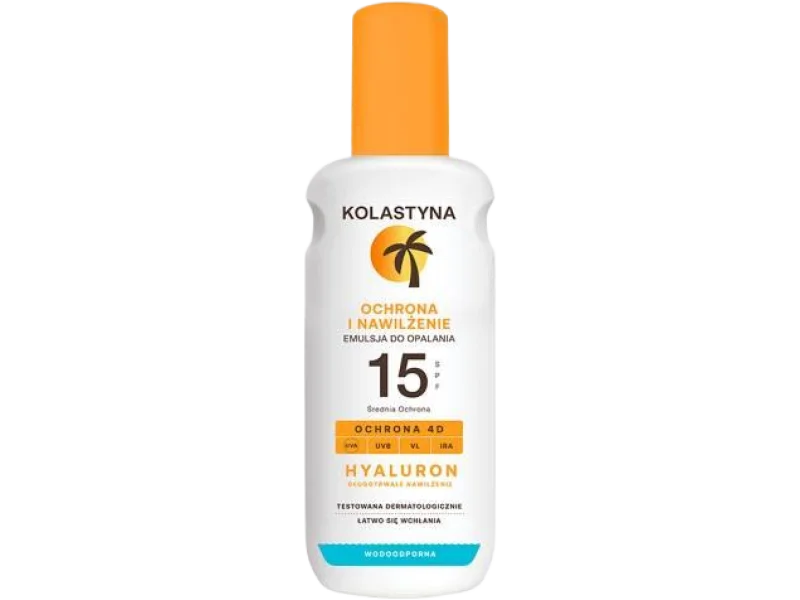 KOLASTYNA Hyaluron Ochrona i Nawilżenie Emulsja do opalania SPF15, SPF15, 200 ml