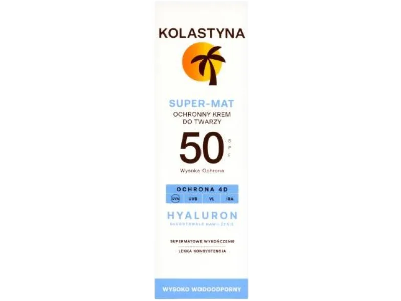 KOLASTYNA Hyaluron Super-Mat Ochronny krem do twarzy SPF50, 50 ml