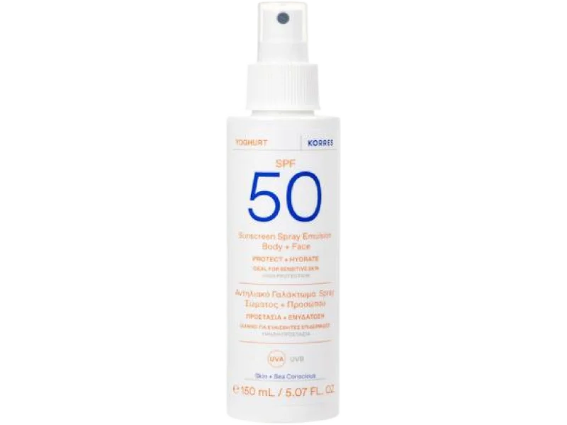 KORRES YOGHURT Emulsja ochronna do ciała i twarzy SPF50, spray, 150 ml