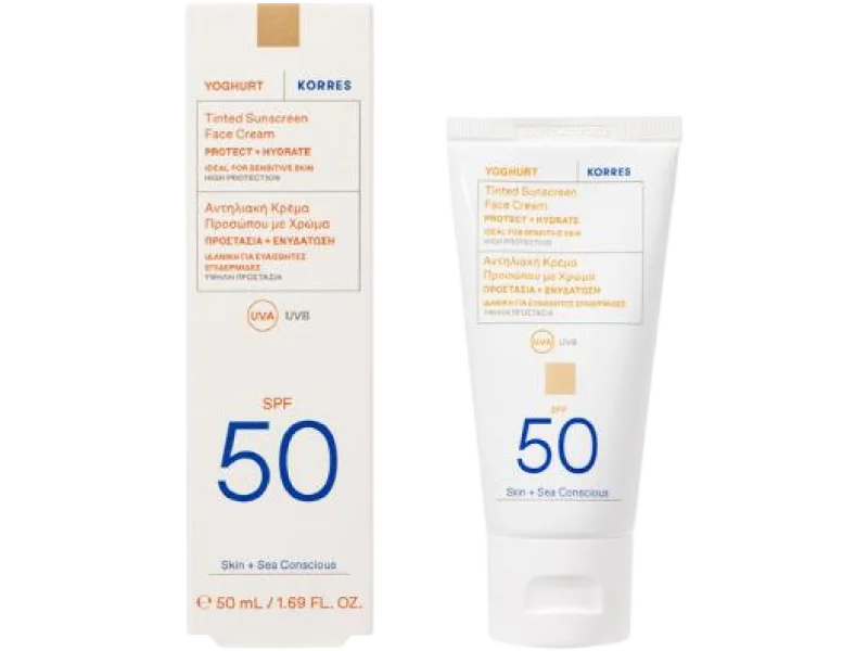 KORRES YOGHURT Koloryzujący krem ochronny do twarzy SPF50, 50 ml