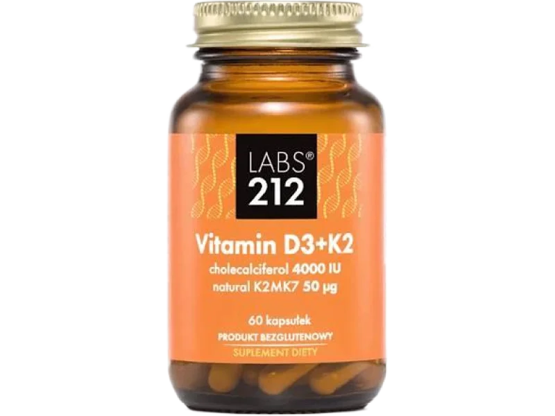 Labs212 Vitamin D3 + K2MK7, kapsułki, 4000 IU + 50 µg, 60 kaps.