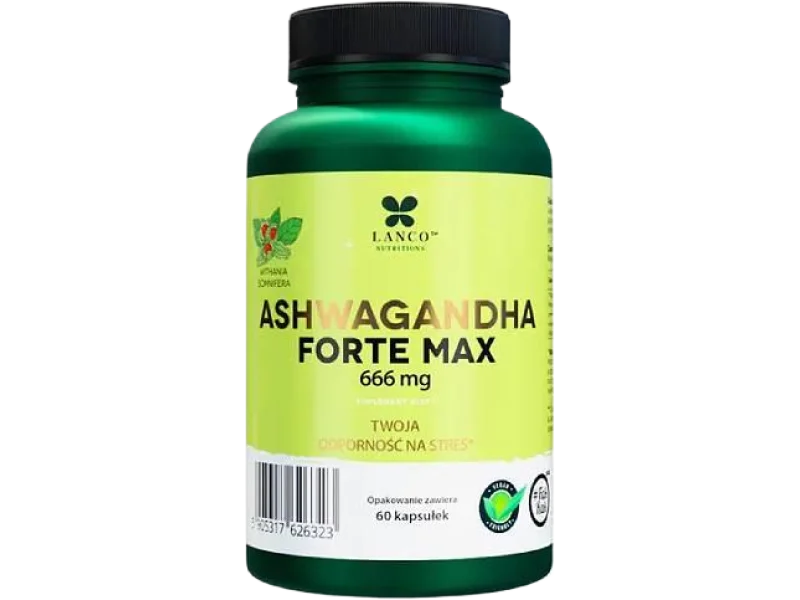 LANCO NUTRITIONS Ashwagandha Forte Max Twoja odporność na stres, kapsułki, 666 mg, 60 kaps.