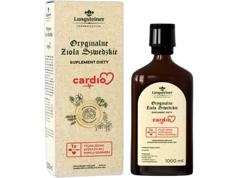 Langsteiner Oryginalne zioła szwedzkie Cardio, płyn, 1000 ml