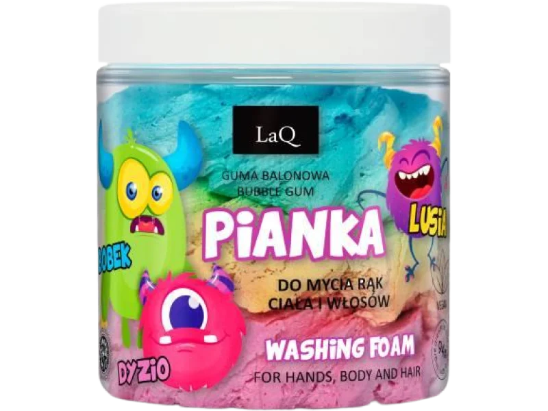 LaQ Bobek Dyzio Lusia Pianka myjąca 3-kolorowa do mycia rąk, ciała i włosów dla dzieci guma balonowa, 100 g