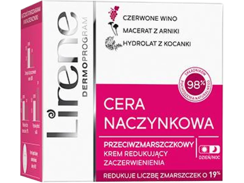 Lirene Cera Naczynkowa przeciwzmarszczkowy krem redukujący zaczerwienienia dzień/noc, 50 ml