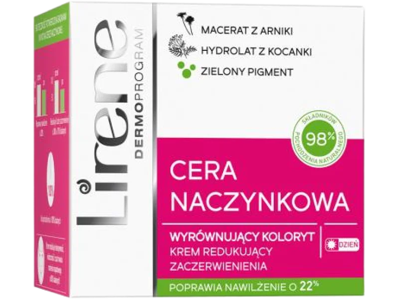 Lirene Cera Naczynkowa wyrównujący koloryt redukujący zaczerwienienia, krem, 50 ml