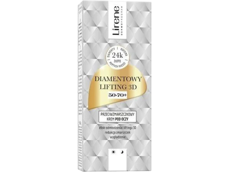 Lirene diamentowy lifting 3D przeciwzmarszczkowy pod oczy 50-70+, krem, 15 ml