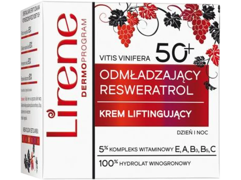 Lirene odmładzający resweratrol liftingujący do twarzy 50+, krem, 50 ml