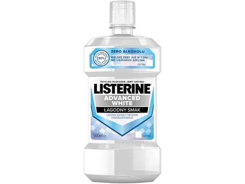 LISTERINE Advanced White Płyn do płukania jamy ustnej łagodny smak, płyn do jamy ustnej, 500 ml
