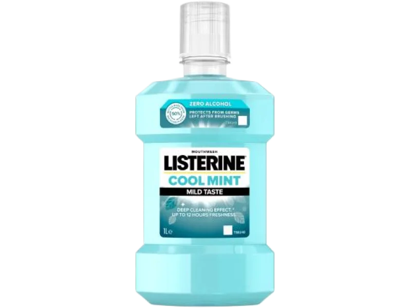 LISTERINE Cool Mint Płyn do płukania jamy ustnej Łagodny Smak, płyn do jamy ustnej, 1000 ml