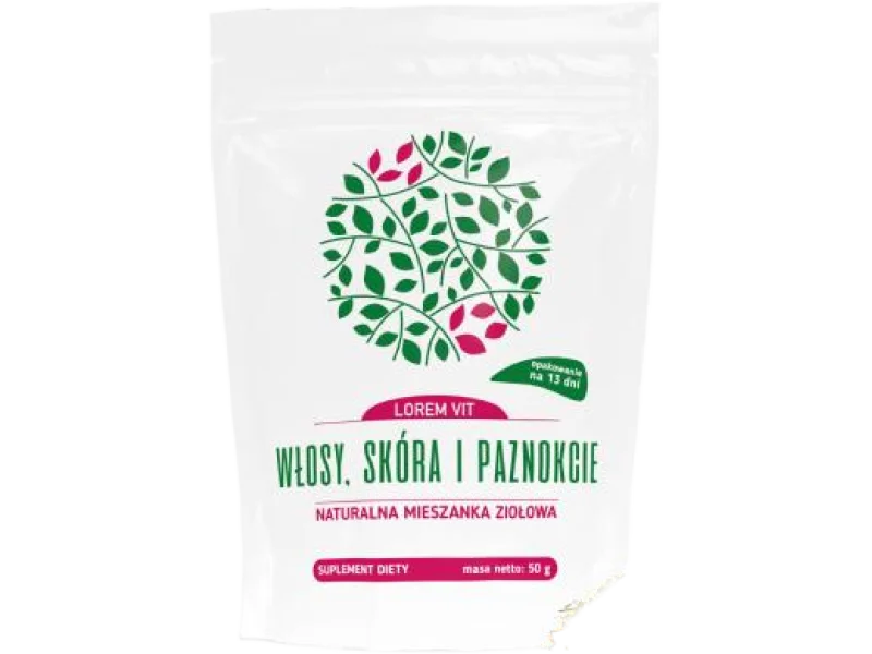 LOREM VIT Włosy, skóra i paznokcie Naturalna mieszanka ziołowa, zioła do zaparzania, 50 g