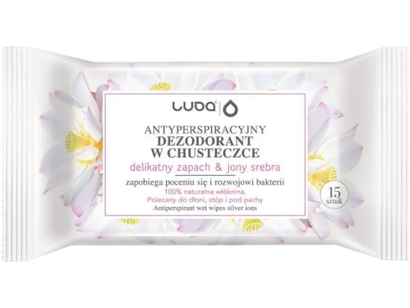 LUBA Chusteczki antyperspiracyjne Delikatny zapach & Jony Srebra, 15 szt.